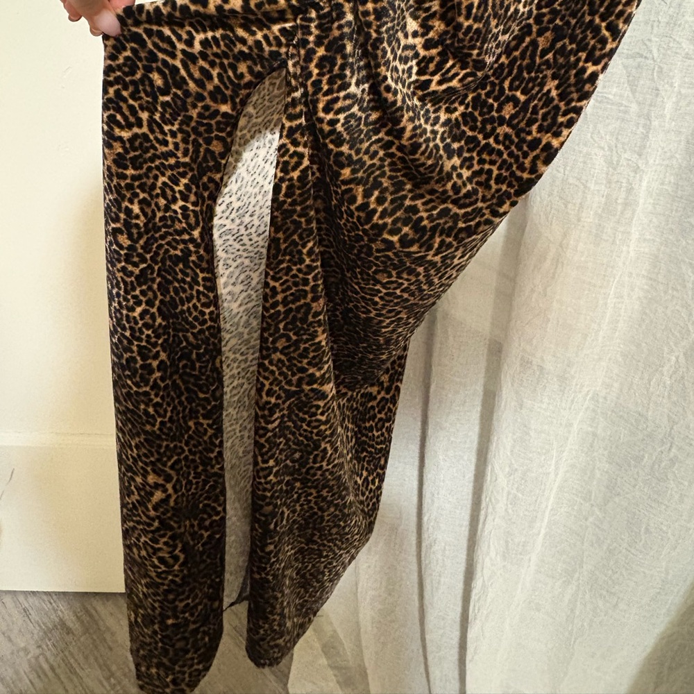 NWT Good American Formal Velvet High Neck Cheetah Leopard Print Maxi Dress XL - Picture 11 of 16
